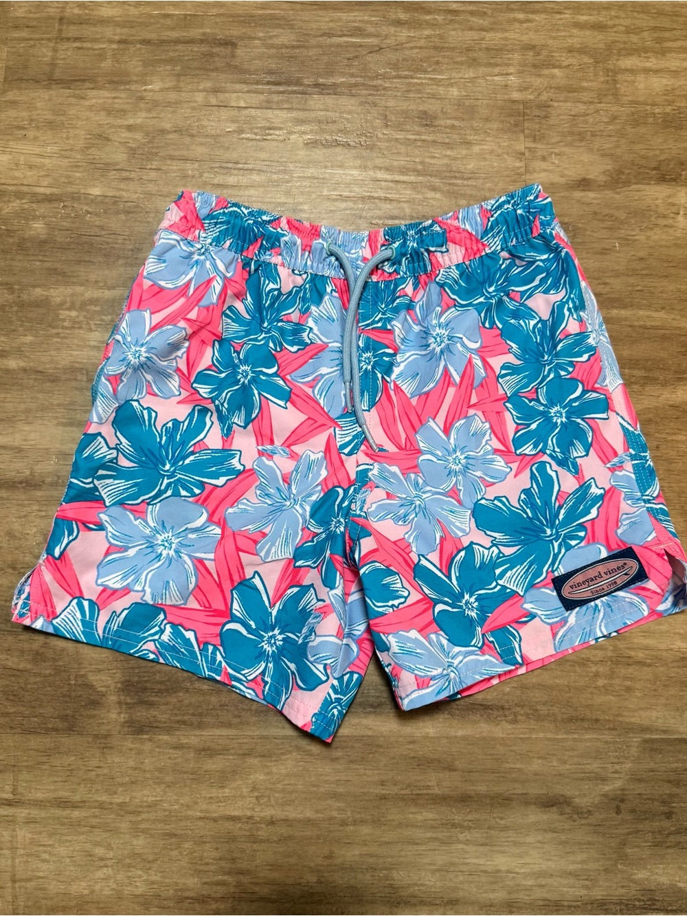 Vineyard Vines Boys Pink & Blue Floral Swim Trunks